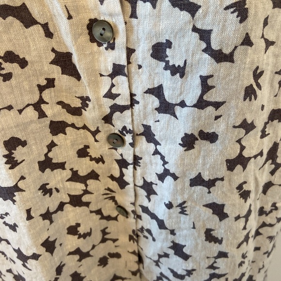 J JILL Love Linen Essential Shirt Size Medium Long Sleeve Button Up Gray - Picture 2 of 7